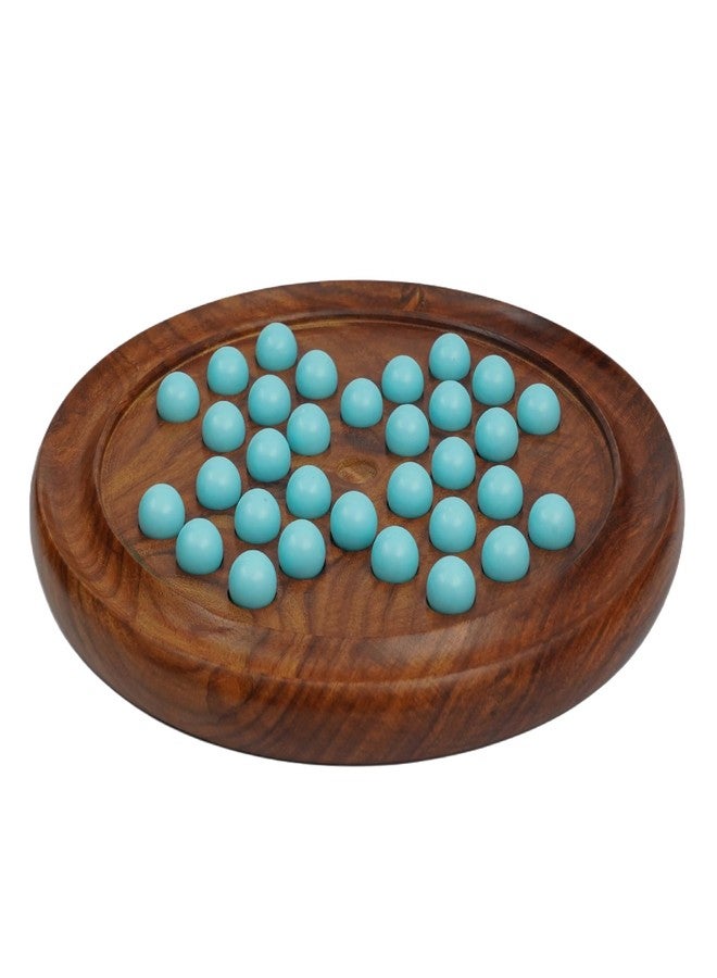 Toolart Wooden Solitaire Board Game in with Acrylic Beads 16mm Brain-vita Unique Game 9" - Best Gift for Kids, Teens & Adults Made in India (Solitaire_C) - Image 1